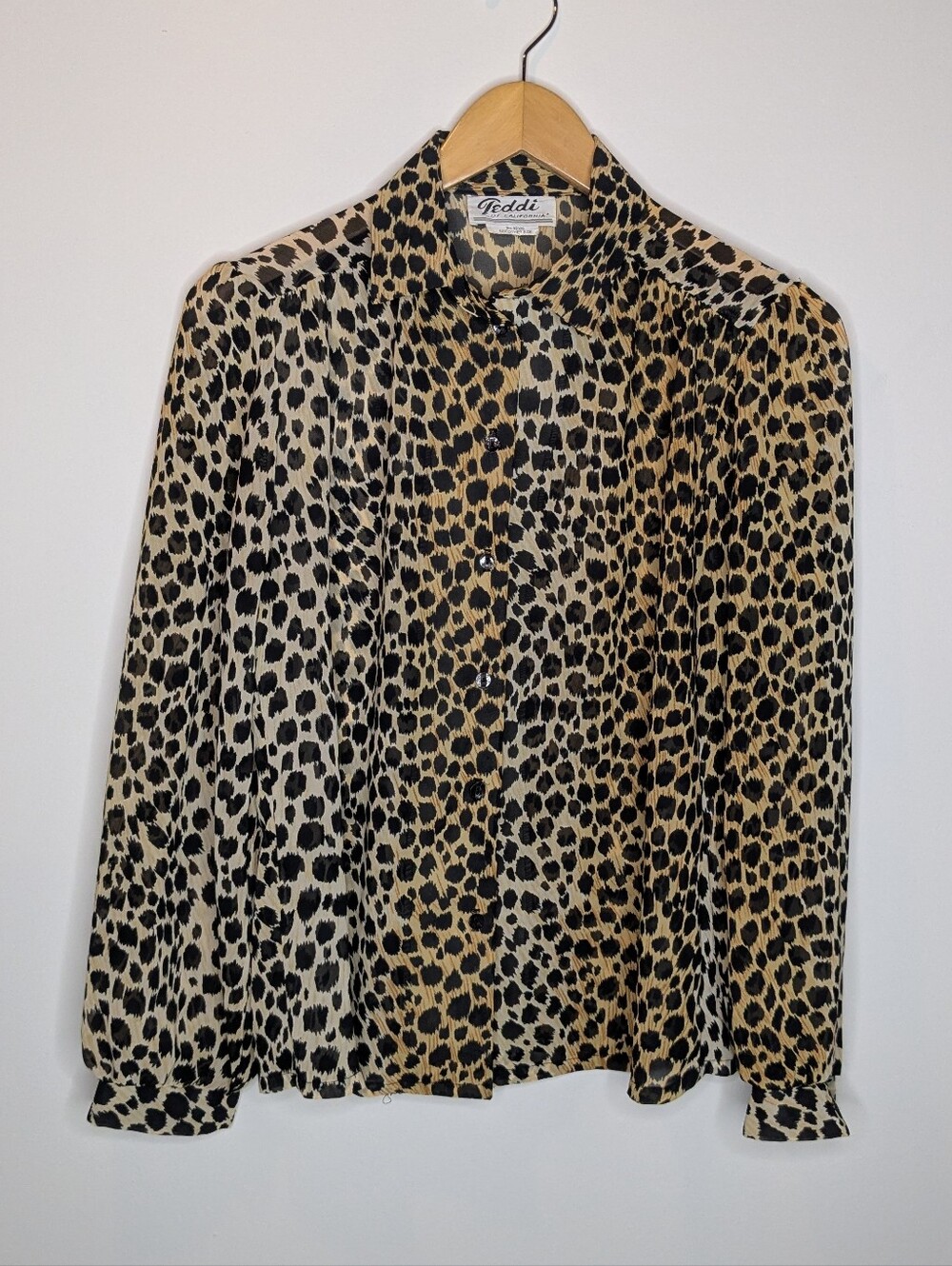 Leopard Print Button-Up Blouse - Black & Tan medium